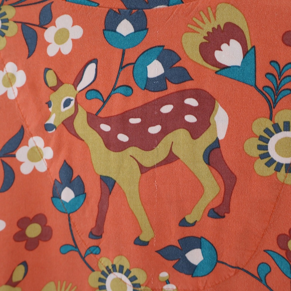 Powder Deer Floral Pajama Top Womens M Orange Fauna Cabincore Indie‎ Boho Twee - Picture 11 of 16